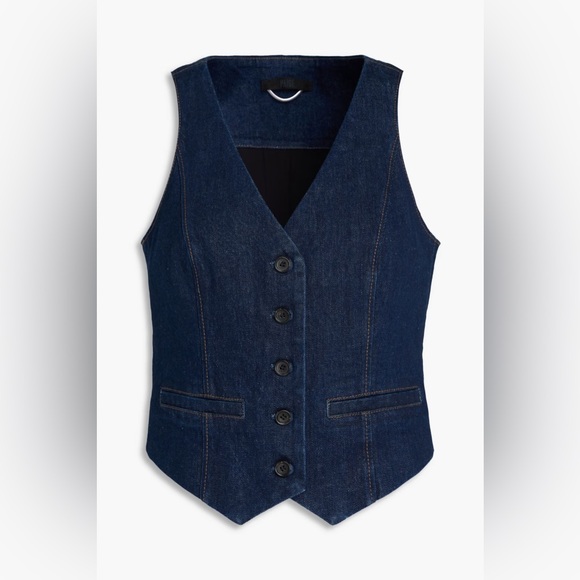 PAIGE Dark Blue Denim Vest - Picture 1 of 10